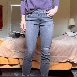Paige gray fade slim fit mid rise jeans.